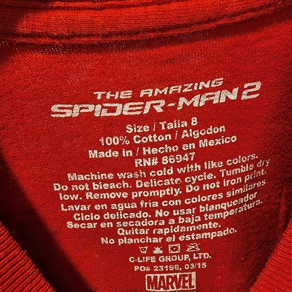Marvel The Amazing Spiderman red kids short Sleeves t-shirt size 8 - Picture 4 of 7